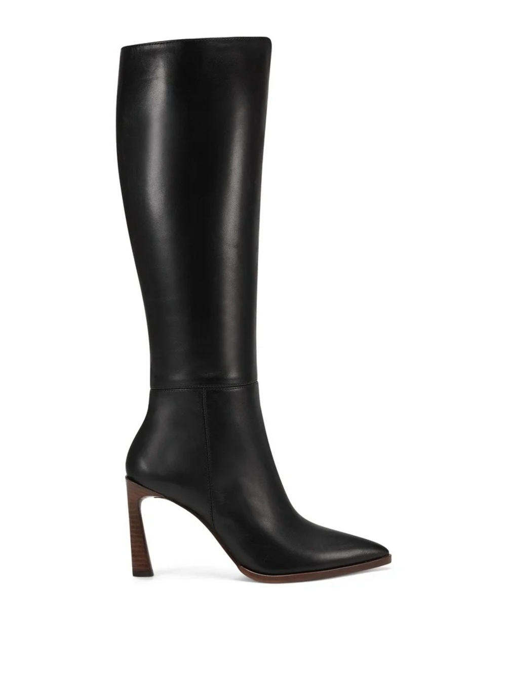 Vince Camuto Black Leather Over-the-Knee Pointed Toe Heel Western Boot